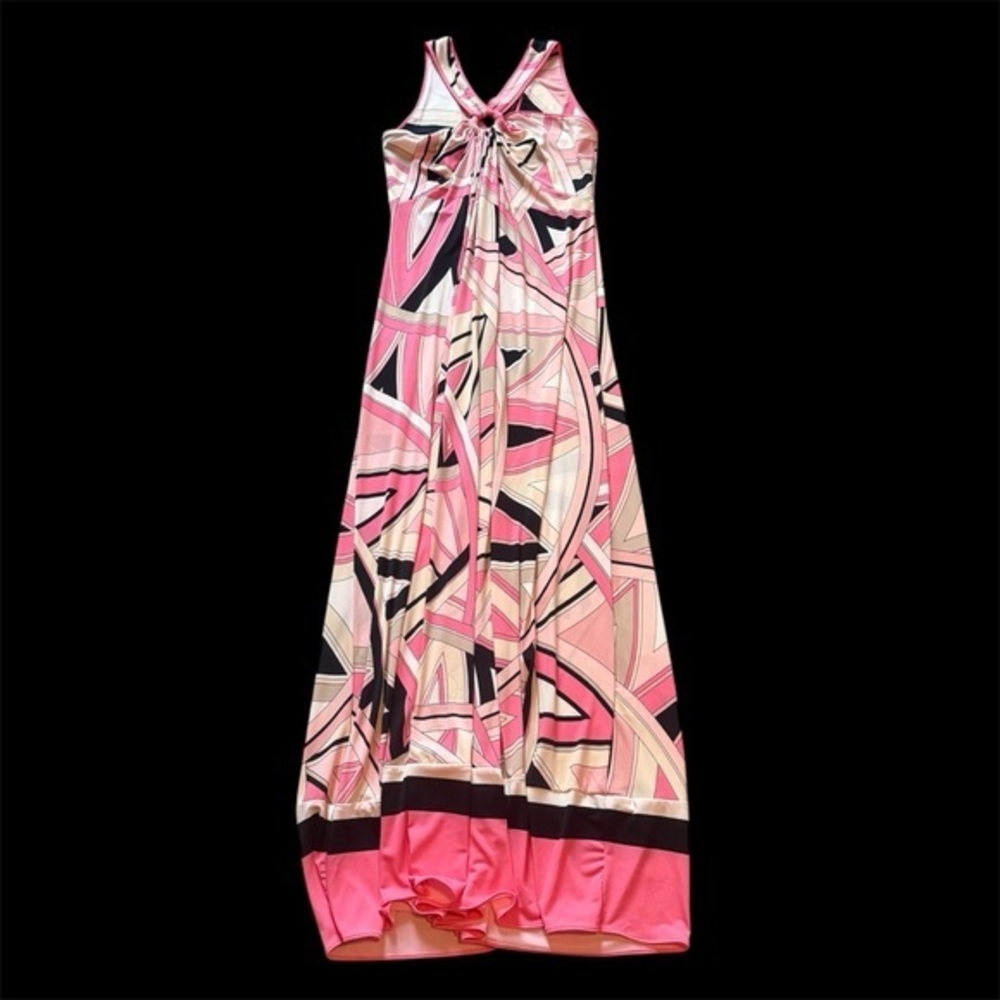 New York & Company Stretch Geometric Maxi Dress – Size Small Pink Abstract Print
